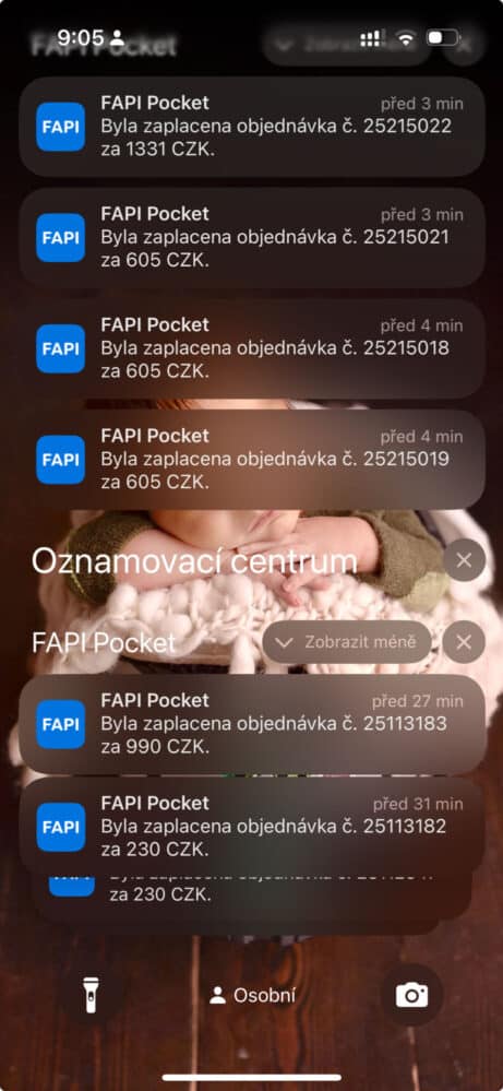 Notifikace o příchozích platbách